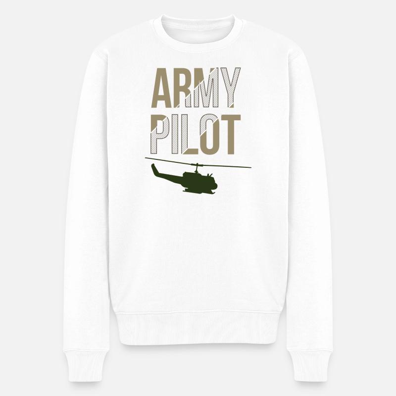 Armee Pilot - Männer Premium Bio Pullover - Weiß