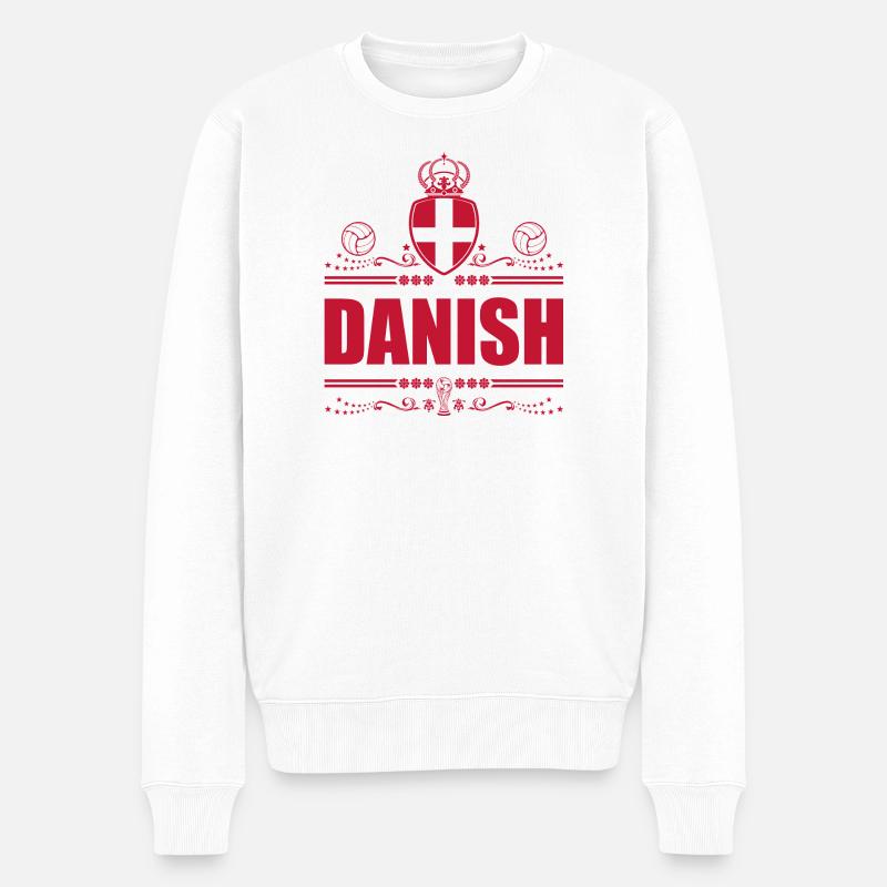 DÄNISCH - DÄNEMARK - Männer Premium Bio Pullover - Weiß