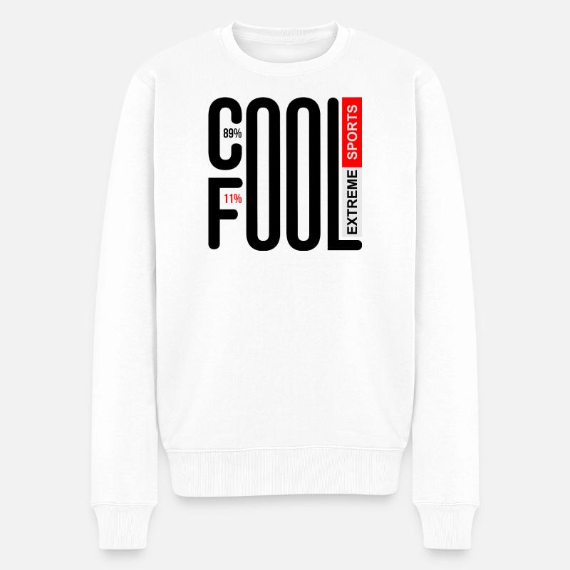 COOL FOOL EXTREME SCHWARZE LINIE - Männer Premium Bio Pullover - Weiß