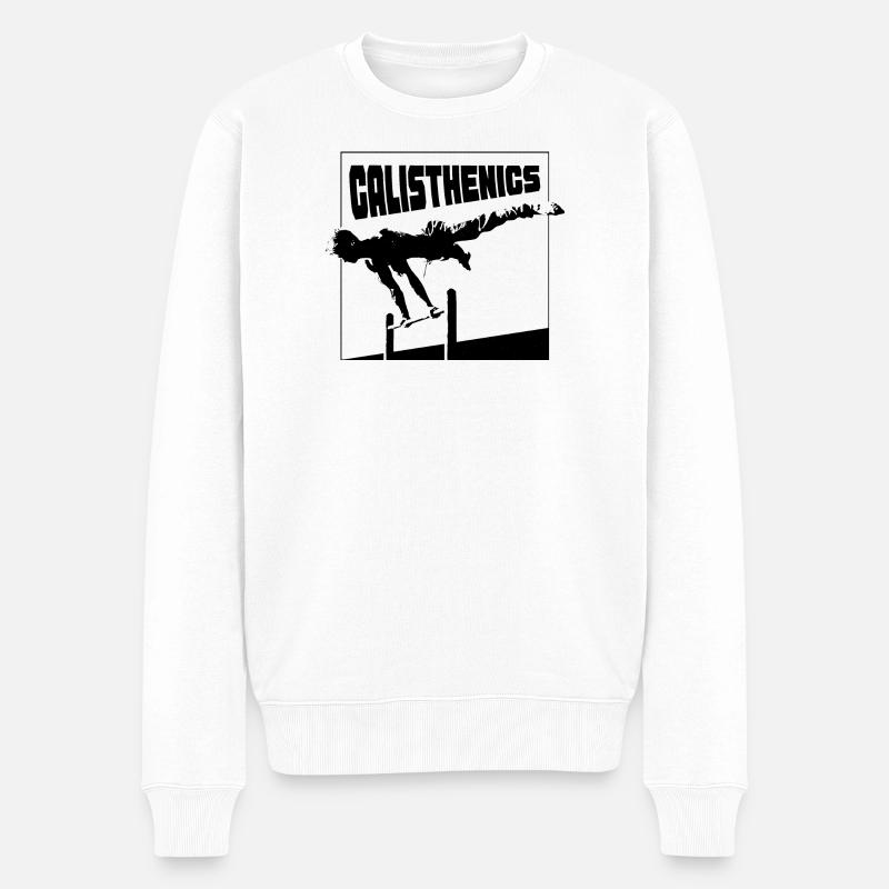 Calisthenics Planche Pose Silhouette - Männer Premium Bio Pullover - Weiß