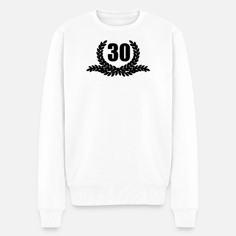 Lorbeerkranz 30 JAHRE - Männer Premium Bio Pullover - Weiß