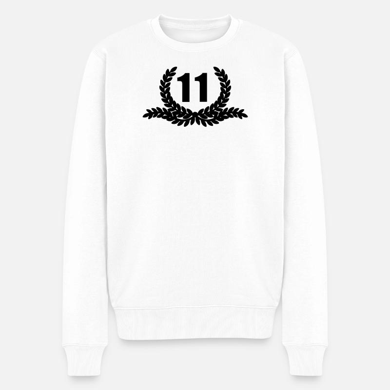 Lauwerkrans 11 JAHRE - Männer Premium Bio Pullover - Weiß