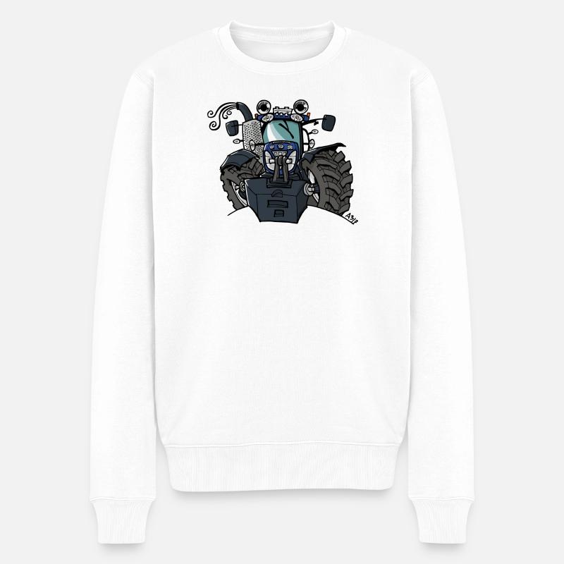 0533 BlueTraktor T7 170 - Männer Premium Bio Pullover - Weiß