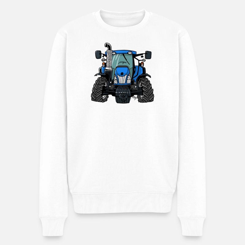 0646 BlueTractor - Pull Premium bio Homme - blanc