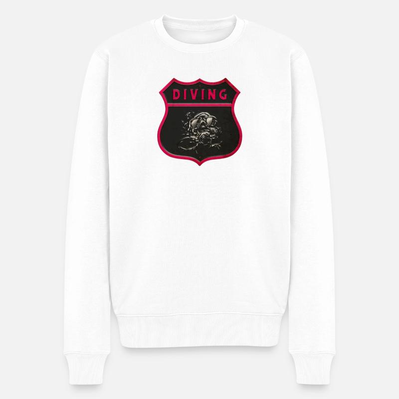 Motif Diver Crest - Pull Premium bio Homme - blanc