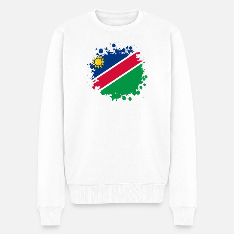 Namibia Flaggen Klecks Design - Männer Premium Bio Pullover - Weiß