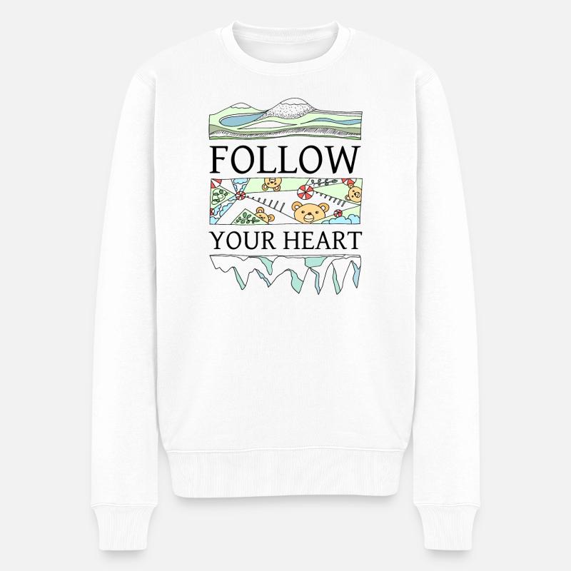 "Follow your heart" schöner Spruch - Männer Premium Bio Pullover - Weiß
