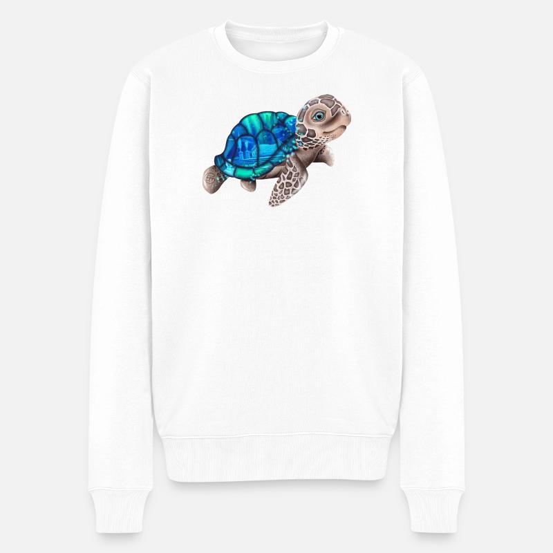 Süße Schildkröte Atlantis - Männer Premium Bio Pullover - Weiß