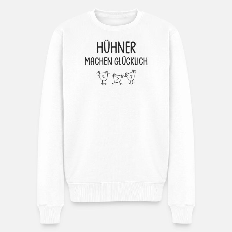 Hühner machen glücklich - Männer Premium Bio Pullover - Weiß