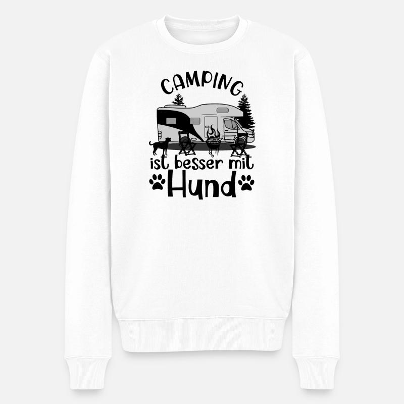 Camping ist besser mit Hund Hundeliebhaber Urlaub - Männer Premium Bio Pullover - Weiß