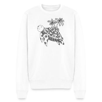 Schildkröte mit Insel auf dem Rücken - Männer Premium Bio Pullover - Weiß - Vorne - Thijin (182cm)
