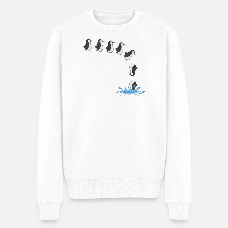 Pinguin T-Shirt - Männer Premium Bio Pullover - Weiß