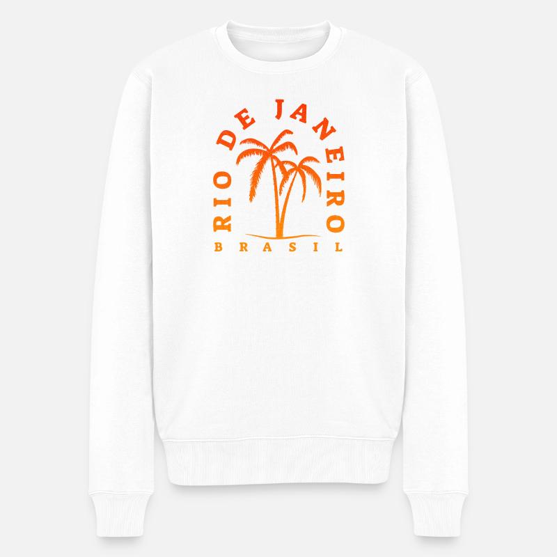 | rio de Janeiro Brésil | Palmier - Pull Premium bio Homme - blanc