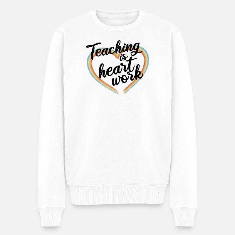 Teaching is heart work - Männer Premium Bio Pullover - Weiß