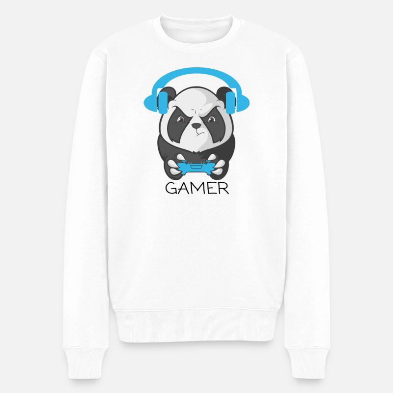 Conception ludique de Panda Gamer - Pull Premium bio Homme - blanc