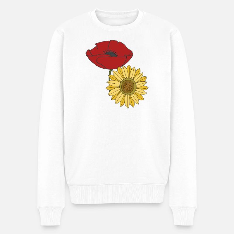 mohn sonnenblume - Männer Premium Bio Pullover - Weiß