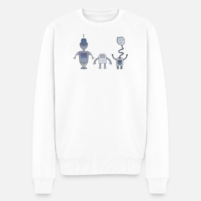 Drei entzückende Roboter - Männer Premium Bio Pullover - Weiß