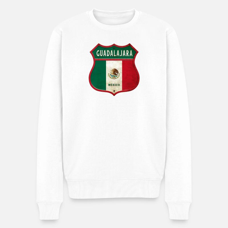 Guadalajara Mexiko Wappen Design - Männer Premium Bio Pullover - Weiß