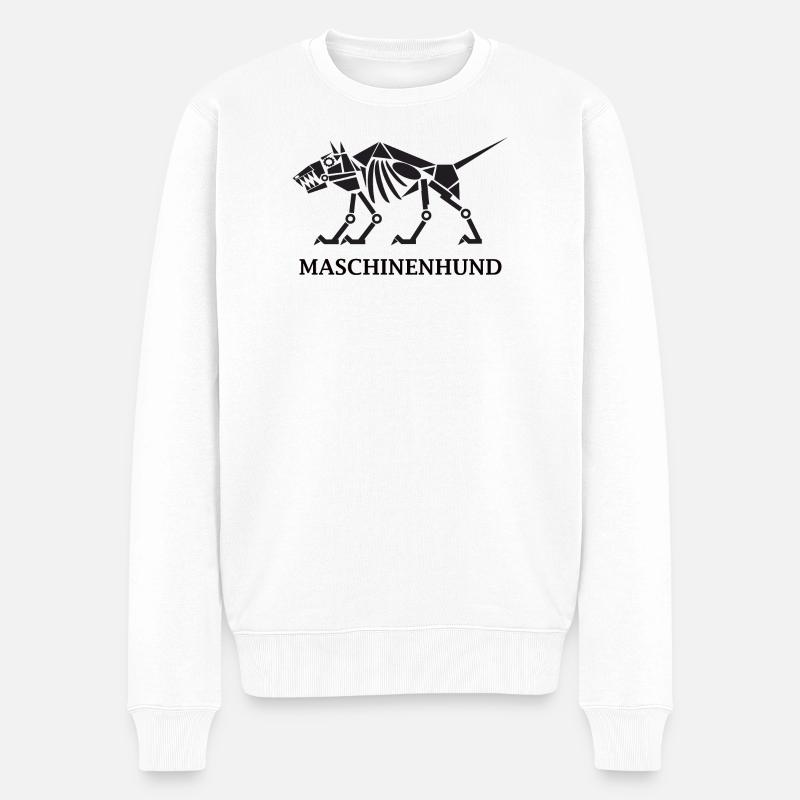 Maschinenhund mit Text - Männer Premium Bio Pullover - Weiß