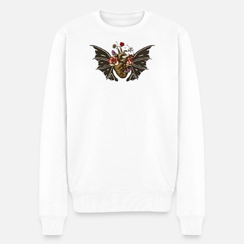 Atemberaubendes Steampunk-Herz mit Flügeln - Männer Premium Bio Pullover - Weiß