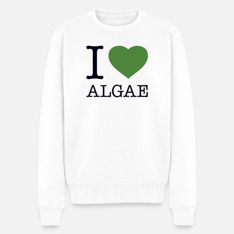 I LOVE ALGAE Algen - Männer Premium Bio Pullover - Weiß
