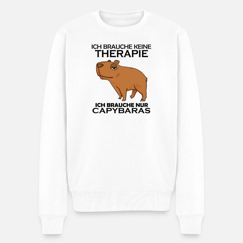 Capybara Wasserschwein Spruch Geschenk - Männer Premium Bio Pullover - Weiß