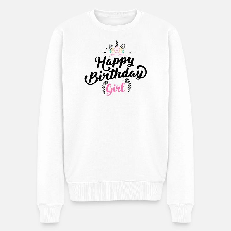 Blumenkrone Mädchen Typografie - Männer Premium Bio Pullover - Weiß