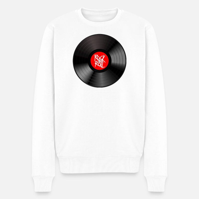 Rock 'n' Roll Vinyl: Ein Statement T-Shirt - Männer Premium Bio Pullover - Weiß