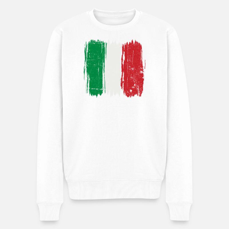 Italienische Flagge Pinselstrich - Männer Premium Bio Pullover - Weiß