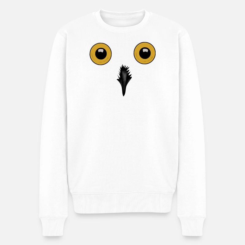 Silhouette de la chouette aux yeux de nuit - Pull Premium bio Homme - blanc