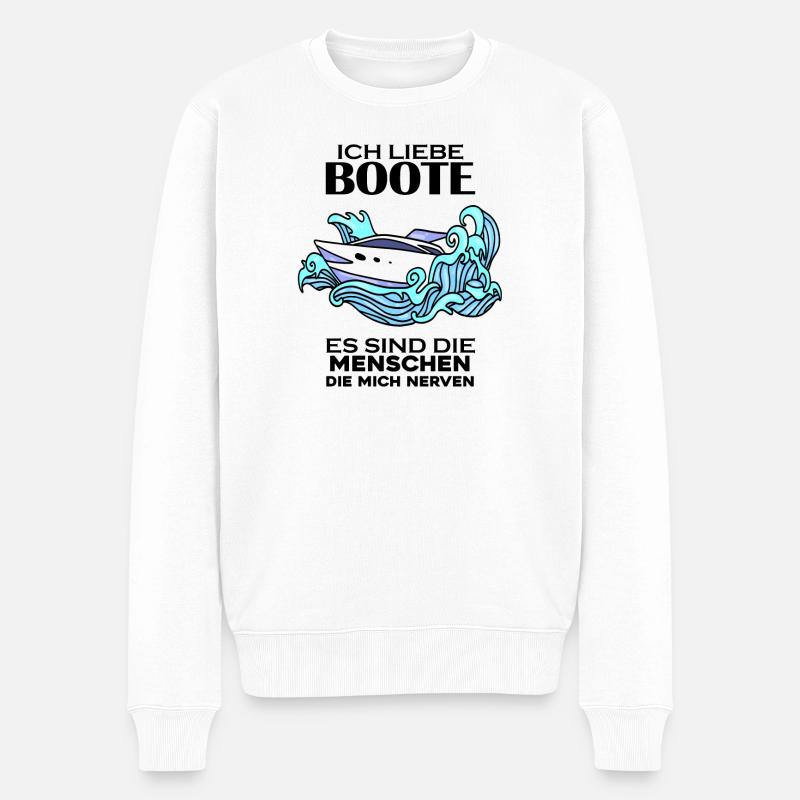 Motorboot Kapitän - Männer Premium Bio Pullover - Weiß