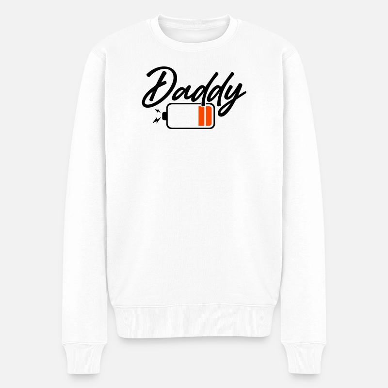 ID-Monogramm in fettem Orange - Männer Premium Bio Pullover - Weiß