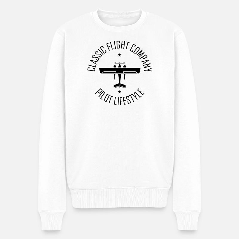 classic Flugzeug fliegen Symbol Flieger Piloten - Männer Premium Bio Pullover - Weiß