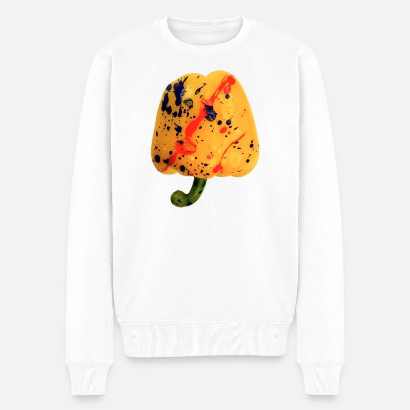 Paprika 🫑 (gelb) - Männer Premium Bio Pullover - Weiß