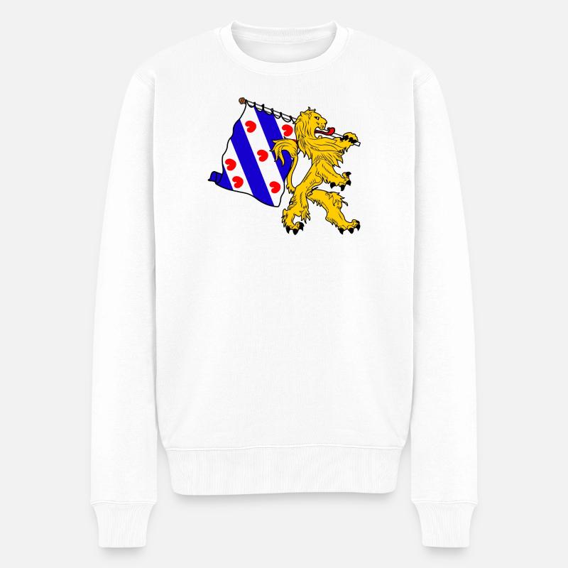 Löwe mit Friesevlag - Männer Premium Bio Pullover - Weiß
