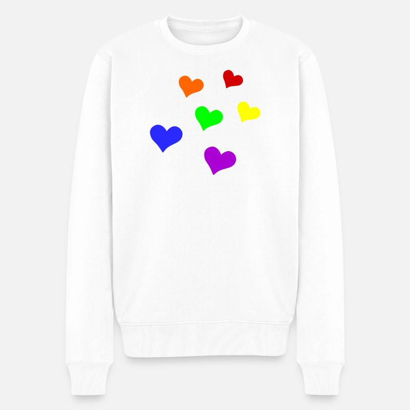 Cœurs LGBT - Pull Premium bio Homme - blanc