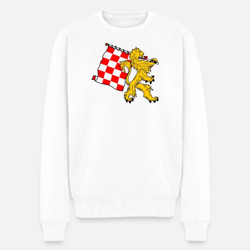 Lion avec drapeau Brabant-Septentrional Drapeau brabançon - Pull Premium bio Homme - blanc