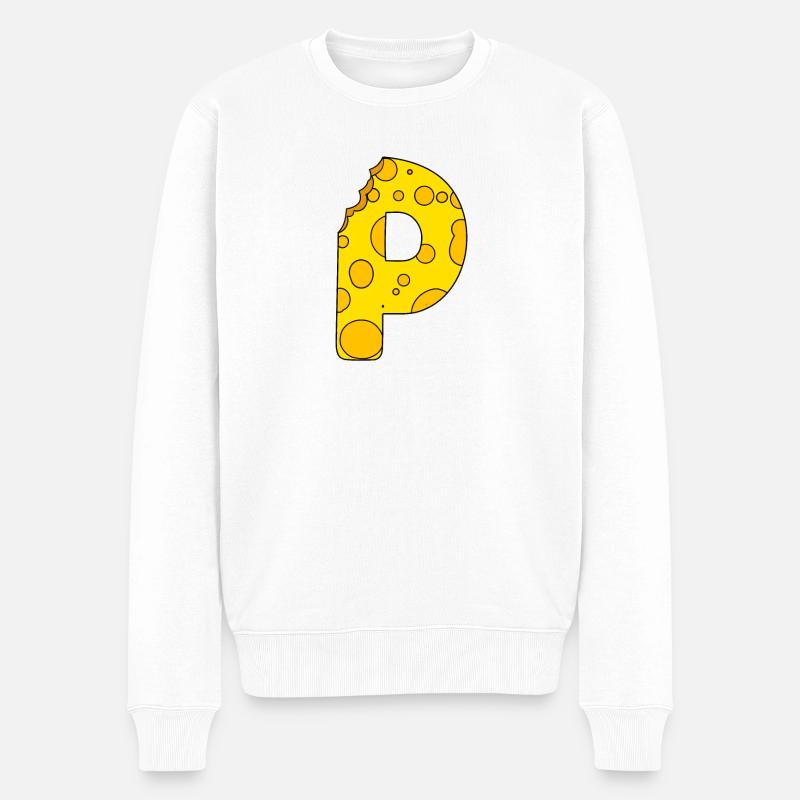 Lettre P - Pull Premium bio Homme - blanc