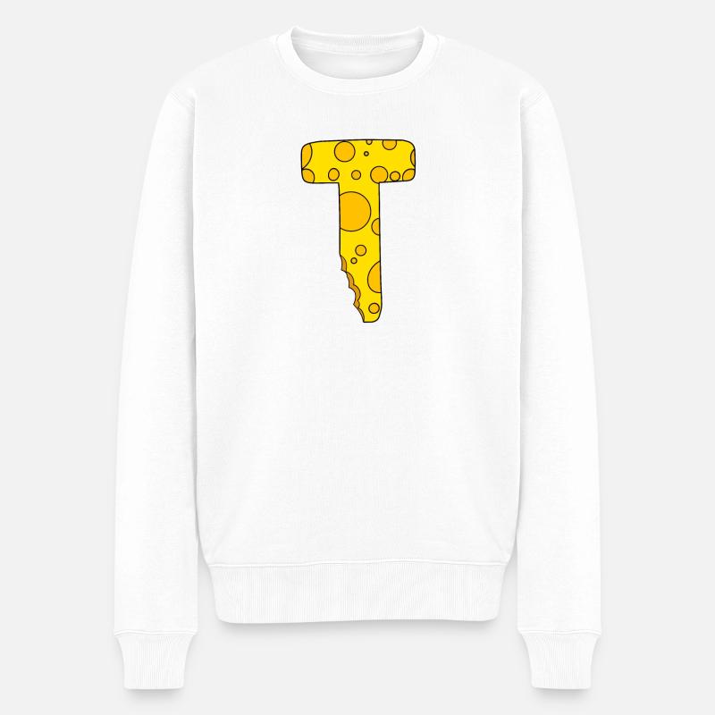 Lettre T - Pull Premium bio Homme - blanc