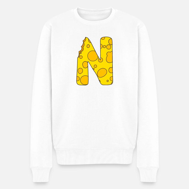 Buchstabe N - Männer Premium Bio Pullover - Weiß