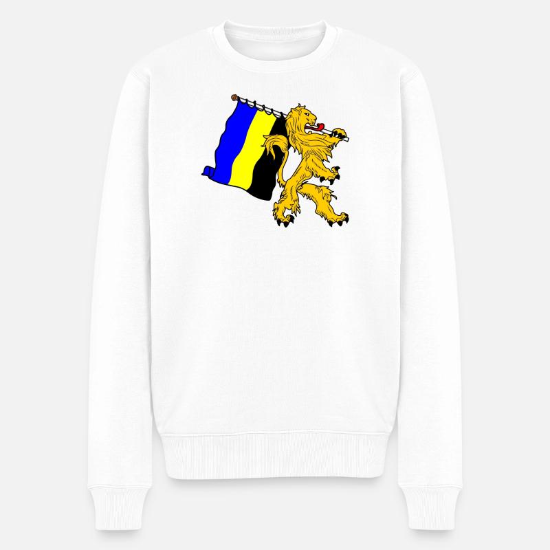 Lion avec drapeau Gelderland - Pull Premium bio Homme - blanc