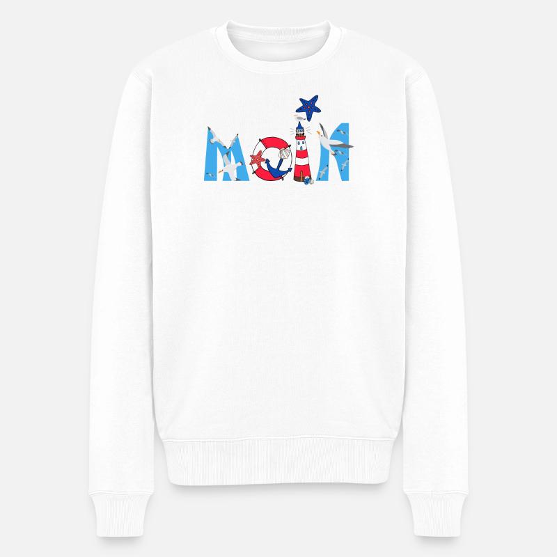 Moin Kinder Motiv - Männer Premium Bio Pullover - Weiß