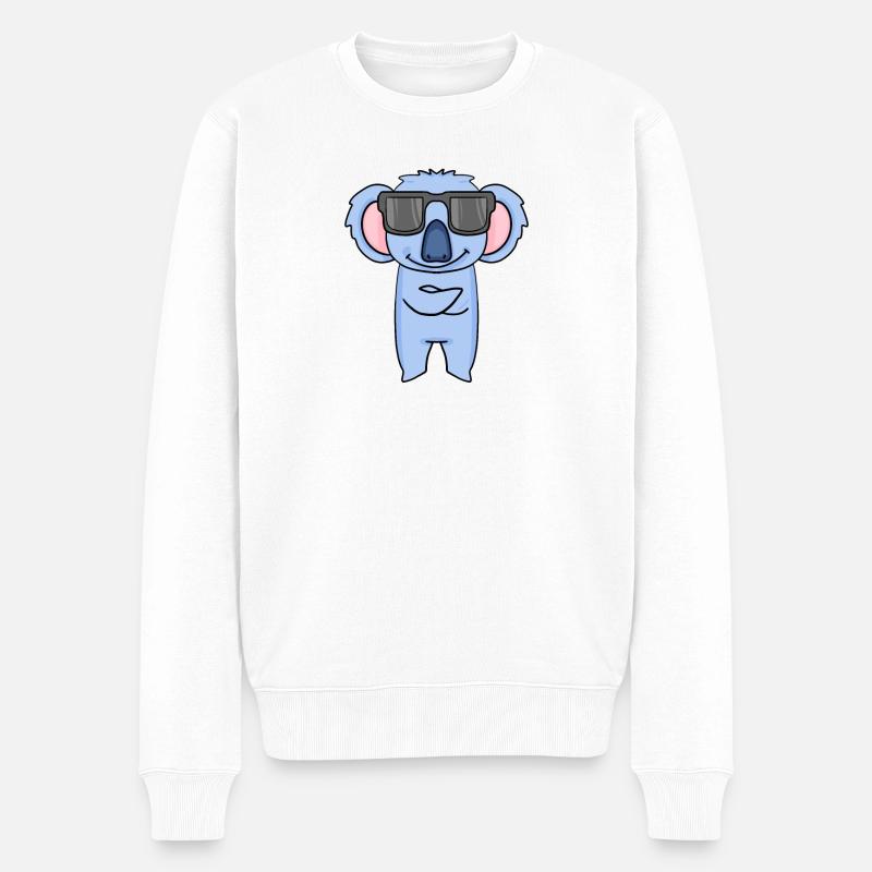 Koala mit Sonnenbrille - Männer Premium Bio Pullover - Weiß
