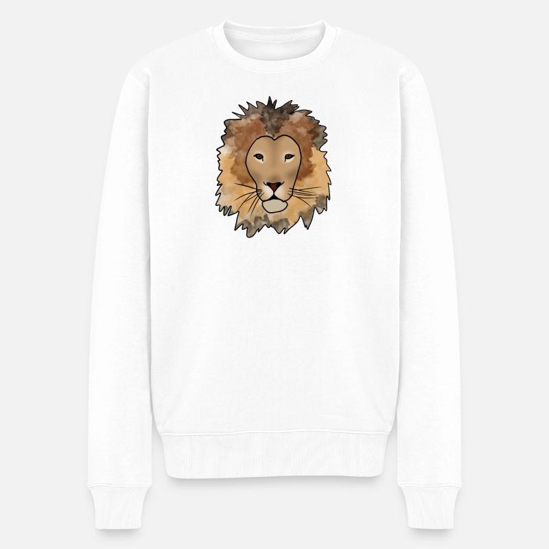 Löwe - Männer Premium Bio Pullover - Weiß
