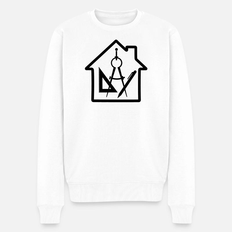 Logo Architekt Haus Zeichnung - Männer Premium Bio Pullover - Weiß