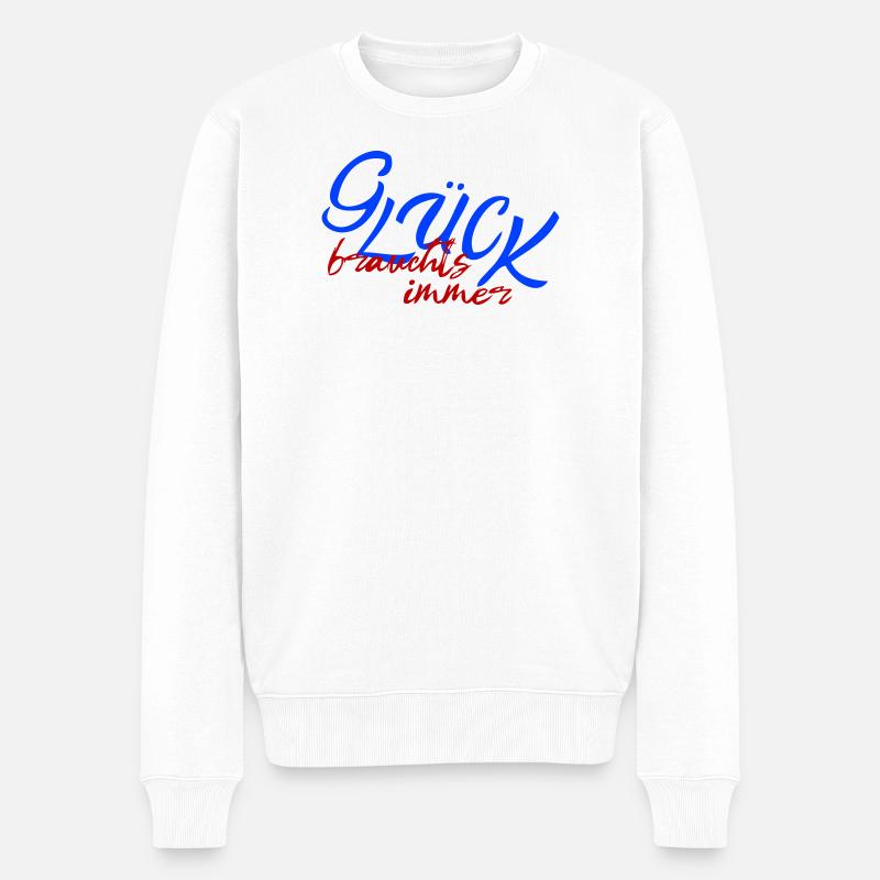 Glück brauchts immer - Männer Premium Bio Pullover - Weiß