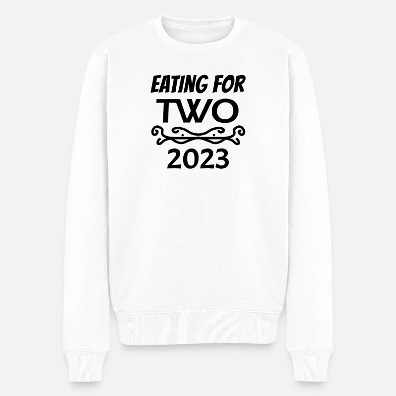 Zwillinge Schwanger Schwangerschaft 2023 - Männer Premium Bio Pullover - Weiß