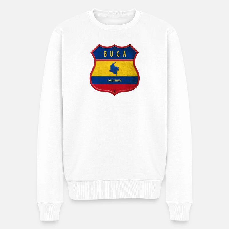 Buga Colombie Conception des armoiries - Pull Premium bio Homme - blanc