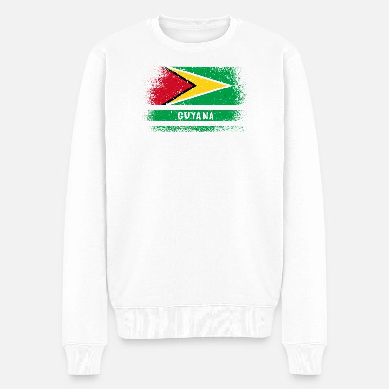 Drapeau vintage guyanais - Pull Premium bio Homme - blanc