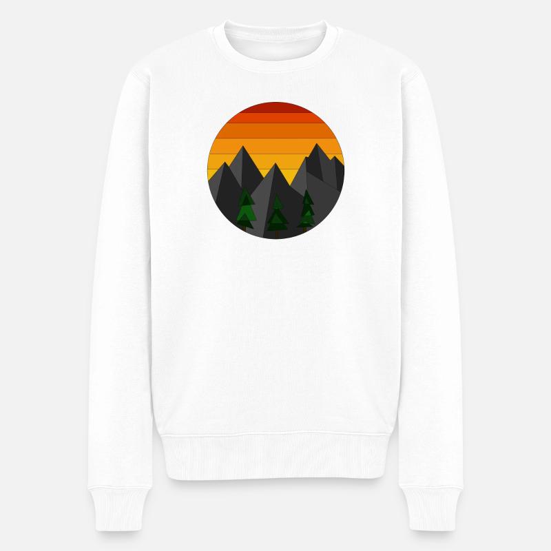 Berglandschaft Sonnenuntergang geometrisch - Männer Premium Bio Pullover - Weiß